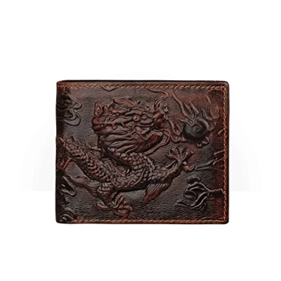 Image of Mens Brown Wallet with Card Holder Dragon horizontal