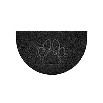Image of Nicoman Embossed Halfmoon Half Circle Door Mat Dirt Trapper Jet Washable Doormat 70x44cm (Black, PAW Shape) Use Outdoor ONLY