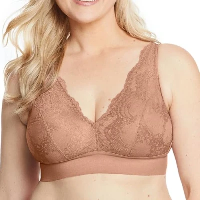 Image of Glamorise Full Figure Plus Size Bramour Lexington Lace Plunge Bralette Wirefree #7013