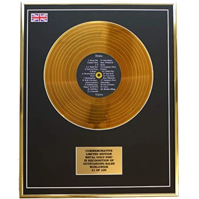 Image of DRAKE VIEWS METAL GOLD RECORD DISPLAY COMMEMORATIVE LTD EDITION