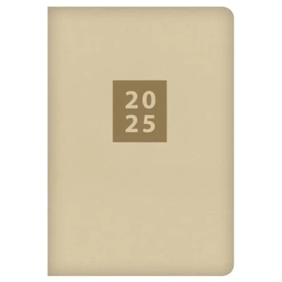 Image of 2025 Stylish Cream Textured Fabric Cover A5 Diary Week to View Planner