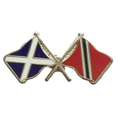 Image of Scotland &amp; Trinidad Flags Friendship Courtesy Enamel Lapel Pin Badge T1047