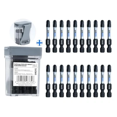 Image of toolant 2 Inch Phillips Bit#3 Magnetic Anti Slip Impact Screwdriver Bits Set,20pcs Insert S2 Steel PH3 Driver Dit Set with CNC Machined Tips for Power Drill