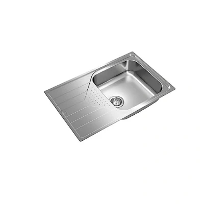 Image of Teka Universe 50 T XP 1C 1E Max Kitchen Sink 1 Bowl with Drainboard, Built in for cm Cabinet, Manual Drain Valve, Stainless Steel