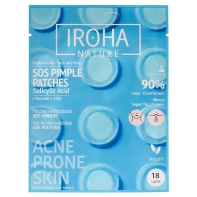 Image of Iroha Nature Pimple Patches with Salicylic Acid, Tea Tree &amp; Centella Asiatica Reduces Pimples in 8h Acne (18 Count)