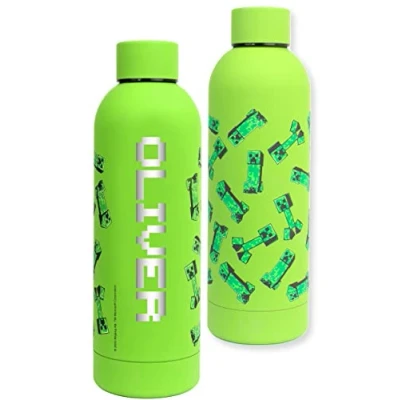 Image of Minecraft Personalised Water Bottles For Kids Stainless Steel Bottle Leakproof BPA Free 700ML Green