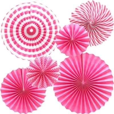 Image of Ruidee 6 PCS Paper Fan Decorations,Hanging Fans Decorations with Colorful Fans,Rainbow Hanging for Party Festival Carnival Birthday (Rose)