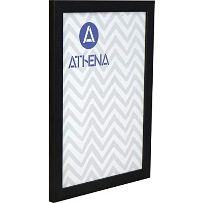 Image of Athena Black Woodgrain Thin Premium Wood Picture Frame 10&quot; x 8&quot; 10 8 Photo 10x8 with Clear Styrene Sheet &amp; Wall Mounted Hook Inches