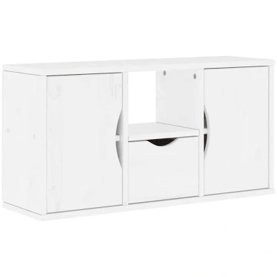 Image of vidaXL TV Cabinet with Drawer ODDA White 79x24x40 cm Solid Wood Pine