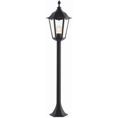Image of Burford 1 Light Outdoor Floor Lamp Matt Black Paint, Glass IP44, E27