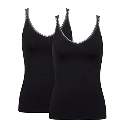 Image of Sloggi GO 2 PACK Undershirt, Women&#039;s, Size: 32C. 34A/B, Black