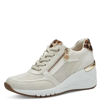 Image of MARCO TOZZI Women&#039;s 2 83701 41 Sneaker, Cream/Leo, 7.5
