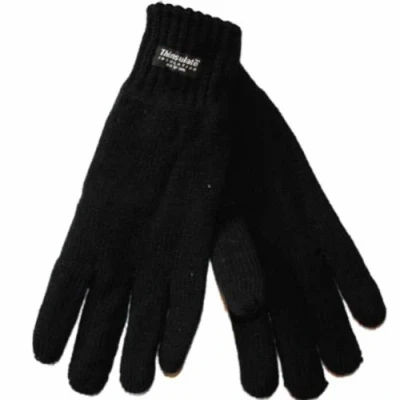 Image of Socks Uwear New Ladies Warm Knitted Winter High Cuffed Gloves Thermal Thinsulate Lined Black