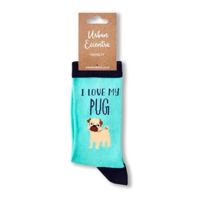 Image of Urban Eccentric Unisex I Love My Pug Socks Gift 1 Pair Cotton Rich Premium Novelty Gifts (LADIES 4 8)