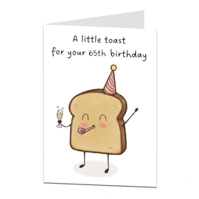 Image of 65th Birthday Card For Women Funny Her Female Here&#039;s A Toast 65 Today Wife Mum Sister Best Friend Bestie Auntie Grandma Nan