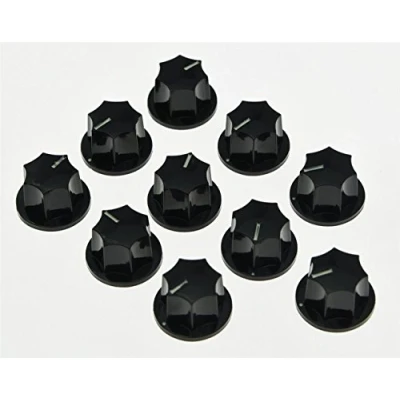 Image of KAISH 10pcs Import Metric Size Small Jazz Style J Bass Tone Knob Guitar Effect Pedal Knobs Black