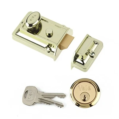 Image of Yale P 77 BLX PB 60 Traditional Nightlatch 60mm Brass Finish Standard Security