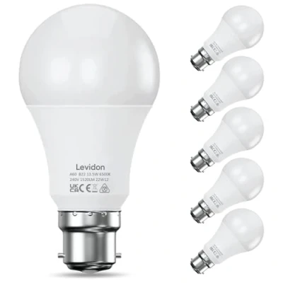 Image of Bayonet Light Bulbs 100W Equivalent, Cool White 6500K,13.5W 1520lm Super Bright LED Bulb,Daylight B22 Bulbs, BC GLS Energy Saving Lightbulbs Bayonette, Non dimmable, Pack of 6