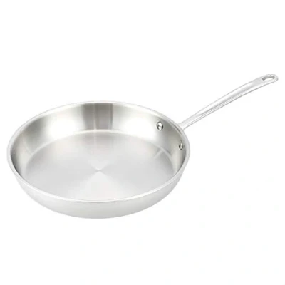 Image of Amazon Basics Stainless Steel Tri Ply Frying Pan, 30 cm, Heat Resistant Handle, Silver (Previously AmazonCommercial brand)
