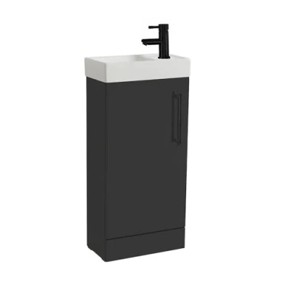 Image of Milano Lurus 400mm Black Grey Floorstanding Bathroom Vanity Unit T Bar Handle