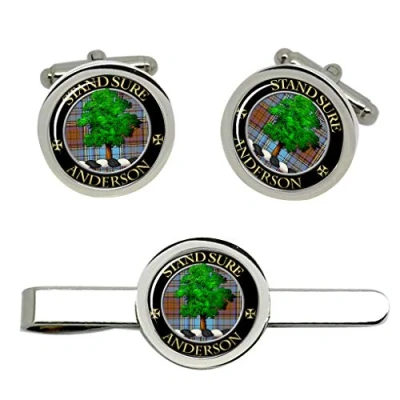 Image of Anderson Scottish Clan Cufflinks and Tie Clip Set