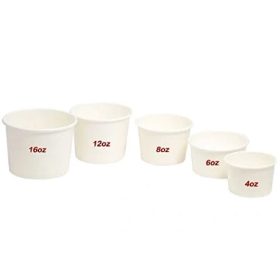 Image of 6oz Plain White Paper Ice Cream Dessert Container Cups Tubs Pack of 1000