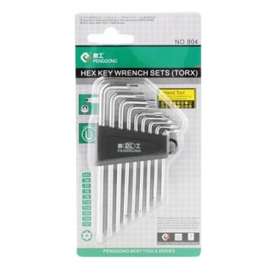Image of CHICIRIS Star Wrench Key Set, L Shape 9 Pcs Small Security Hex Universal Set Hand Tools (Silver)