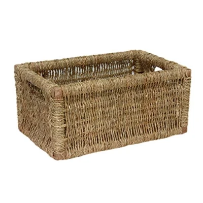 Image of Red Hamper Seagrass Storage Basket, Wicker, Brown, 23 x 36 17 cm