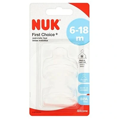 Image of NUK First Choice+ Size 2 Silicone Teats, Medium 6 18 months, 2ea
