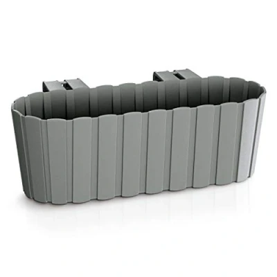 Image of Prosperplast Boardee Hook Flower Box Balcony Pot Planter 4.9 L 383 x 212 130 mm Grey