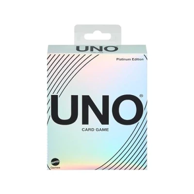 Image of Mattel Games UNO Platinum Edition Card Game for Movie Family Night, Travel, Camping and Party, Premium Collectible Cards, HPY61
