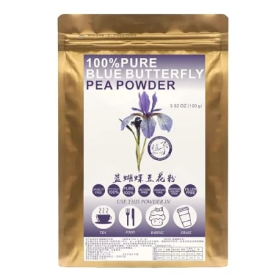 Image of Plant Gift 100% Pure Blue Butterfly Bean Powder, Dried Pea Edible Flowers, Dragon Flower, Butterflies Recipes Food Coloring 100G/3.25oz