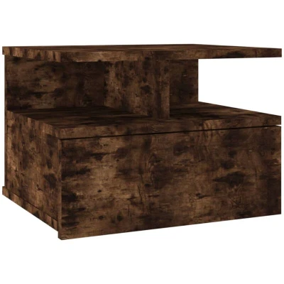 Image of vidaXL Floating Nightstand Smoked Oak 40x31x27 cm Engineered Wood