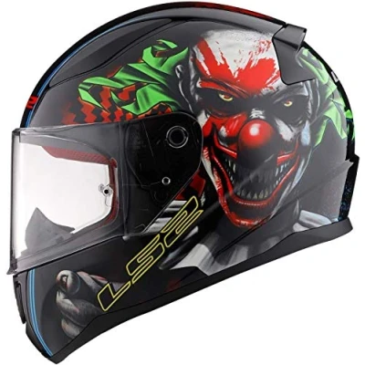 Image of Full Face Motorbike Crash Rider Biker Sports Motorcycle Helmet LS2 FF353 RAPID HAPPY DREAMS GLOW IN THE DARK SCARY CLOWN (XL)
