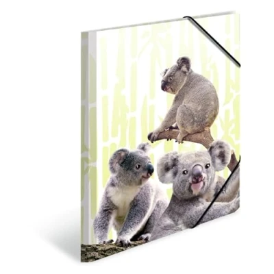 Image of HERMA 19967 Portfolio Folder A3 Exotic Animals Koala Family, Children&#039;s Corner Made of Plastic with Inner Print and Elastic Band, Sturdy Folder, for Boys Girls