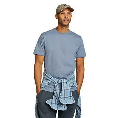 Image of Eddie Bauer Men&#039;s Legend Wash 100% Cotton Short Sleeve Classic T Shirt, Blue Haze, Large