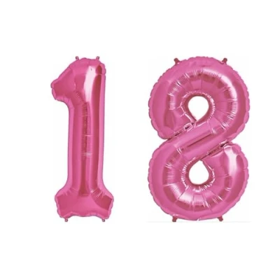 Image of Pink Number 18 Large Helium Foil Balloon Birthday Party Wedding Anniversary Decoration 101cm