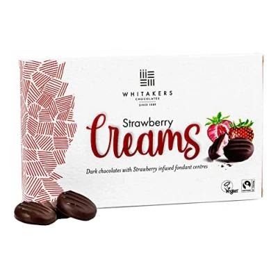 Image of Whitakers Chocolate Dark Strawberry Creams 150g 15 Pieces