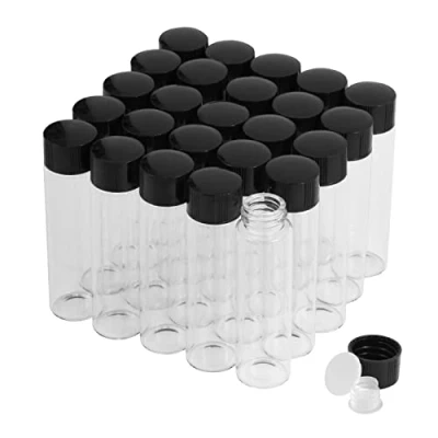 Image of Cadbibe 20ml Clear Glass Vials with Screw Caps and Plastic Stoppers, Small Liquid Sample Vial, Leak Proof 25PCS
