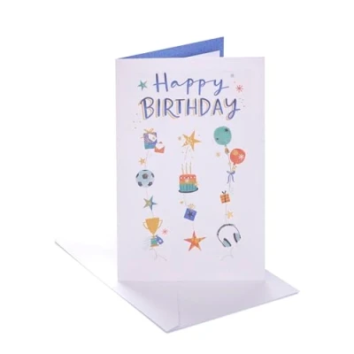 Image of UK Greetings Birthday Card for Him/Boy Symbols Design