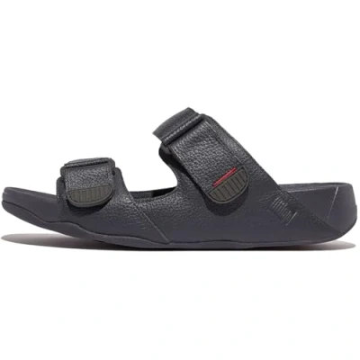 Image of Fitflop Men&#039;s Gogh MOC Slide in Leather Flip Flops, Blue (Midnight Navy 399), 8 (42 EU)