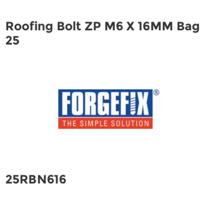 Image of Forgefix RBN616M Roofing Bolts and Square Nuts Zinc Plated