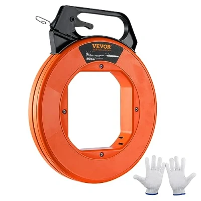 Image of VEVOR Fish Tape, 240 foot, 1/8 inch, Steel Wire Puller with Optimized Housing and Handle, Easy to Use Cable Tool, Flexible Fishing Tools for Walls Electrical Conduit, Non Conductive