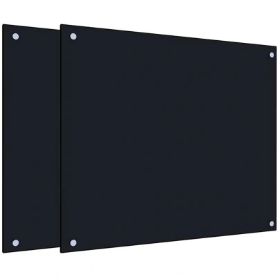 Image of vidaXL Kitchen Backsplashes 2 pcs Black 70x60 cm Tempered Glass