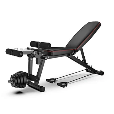 Image of GJXJY Olympic Weight Bench with Leg Extension and Curl for Home Gym Equipment, Weightlifting Strength Training