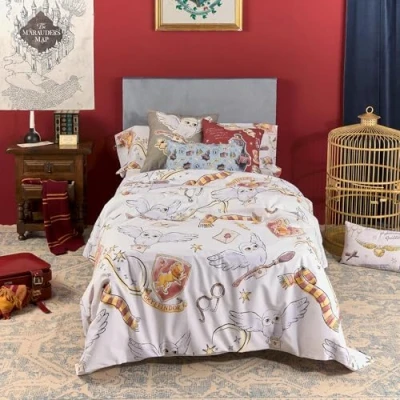 Image of BELUM Harry Potter Duvet Cover Hedwig Model with Buttons 100% Cotton Quality (105 cm Bed (180 x 240 cm)