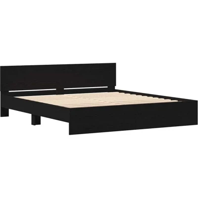 Image of vidaXL Bed Frame with Headboard Black Oak 180 x 200 cm Engineered Wood