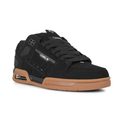 Image of Osiris Men&#039;s Peril Skate Shoe, Black/Black/Gum, 9 UK