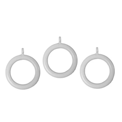 Image of Merriway BH03253 (24 Pcs) Plastic Curtain Drapery Pole Rod Rings with Fixed Eye, Inner Diameter 28mm (1.1/4 inch) Outer 40mm (1.1/2 White Pack of 24 Pieces