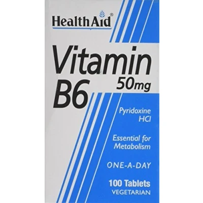 Image of HealthAid Vitamin B6 (Pyridoxine HCl) 50mg 100 Tablets